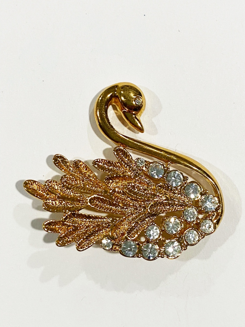 Gold Swan Crystal Brooch - Women's Jewelry